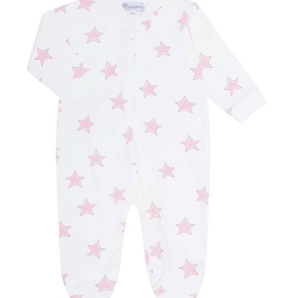 Nellapima Pink Star Pima Cotton Footie 0-3 Months